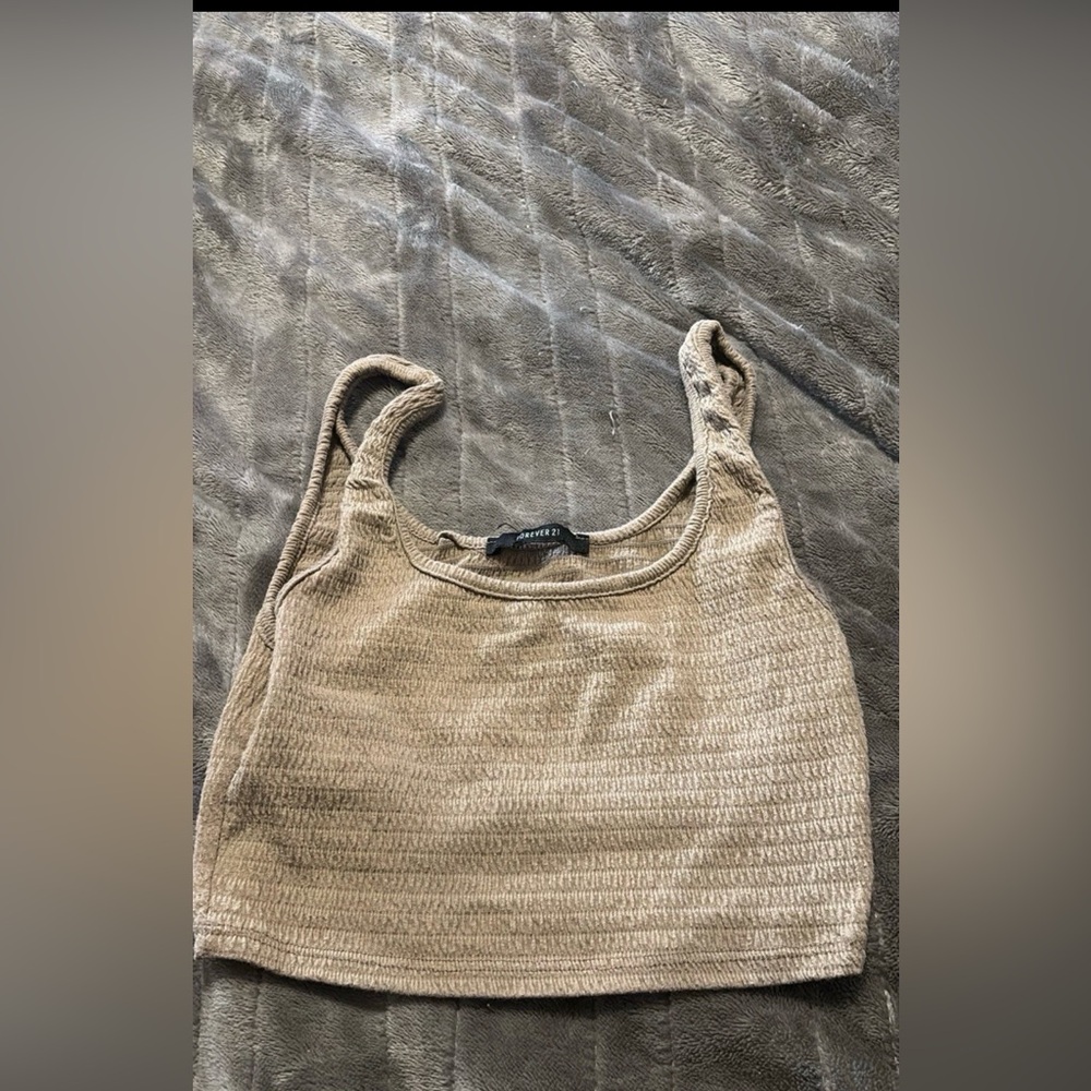 Forever 21 Tan Ribbed Cropped Tank